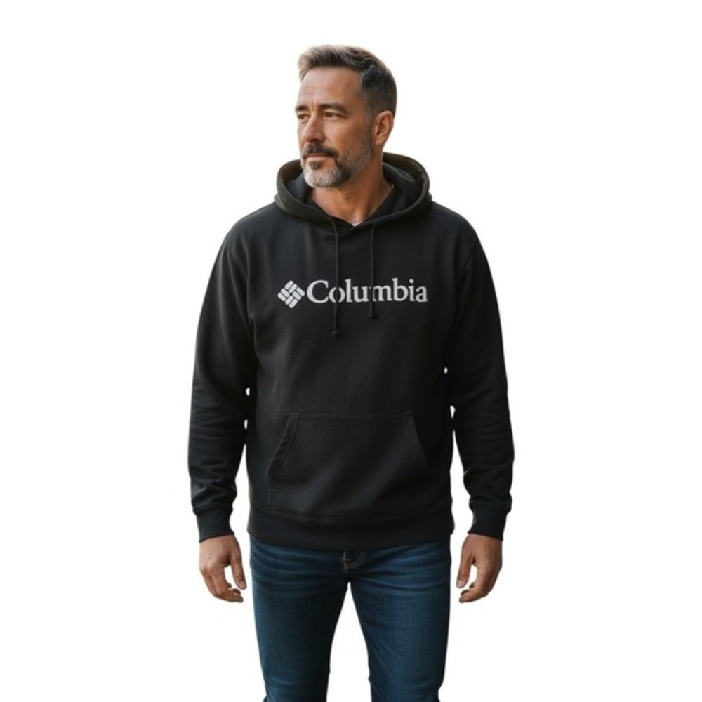 Columbia Black Logo Hoodie Sweatshirt Size L